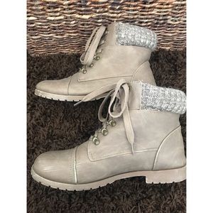 Tan Boots Knit Ankle